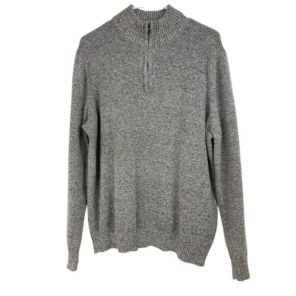 Croft & Barrow Mens  1/4 Zip Knit Sweater L Gray RY10394 Cotton Pullover GUC - Picture 6 of 8